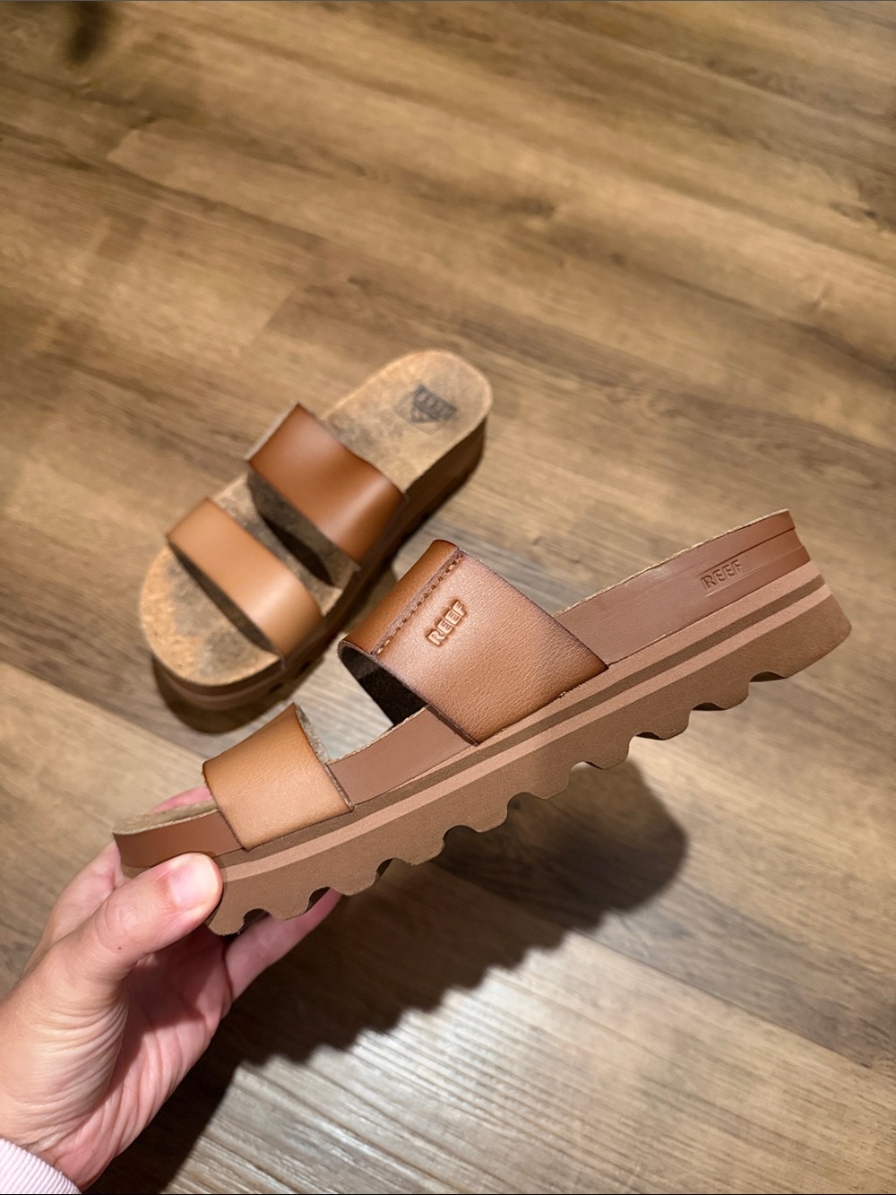 Reef Women’s Double Strap Slide Sandal in Cognac Brown